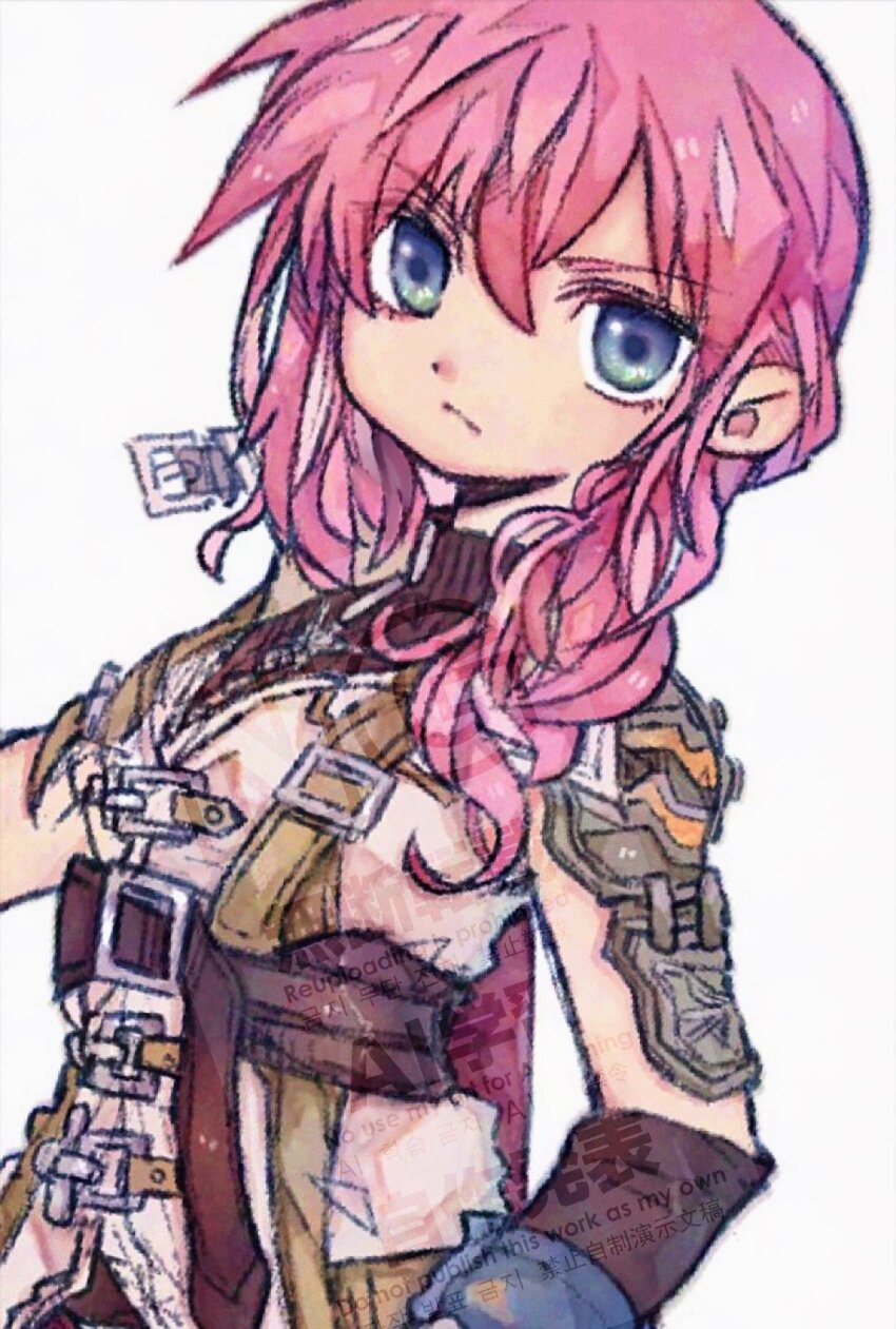 1girl, ankomochi_(tomatoaaa), armor, belt_buckle, blue_eyes, breasts, buckle, chibi