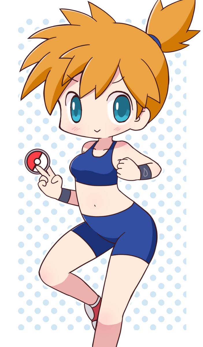 1girl, :>, asymmetrical_hair, bikini, blue_eyes, blue_shorts, blush, bra