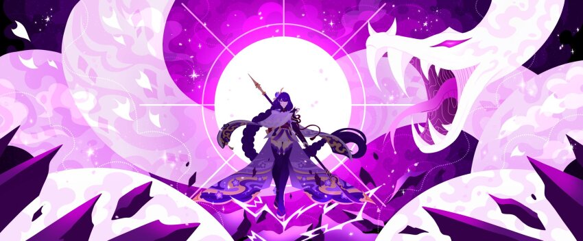 1girl, arm_up, black_thighhighs, blunt_bangs, braid, bridal_gauntlets, cherry_blossoms, closed_mouth