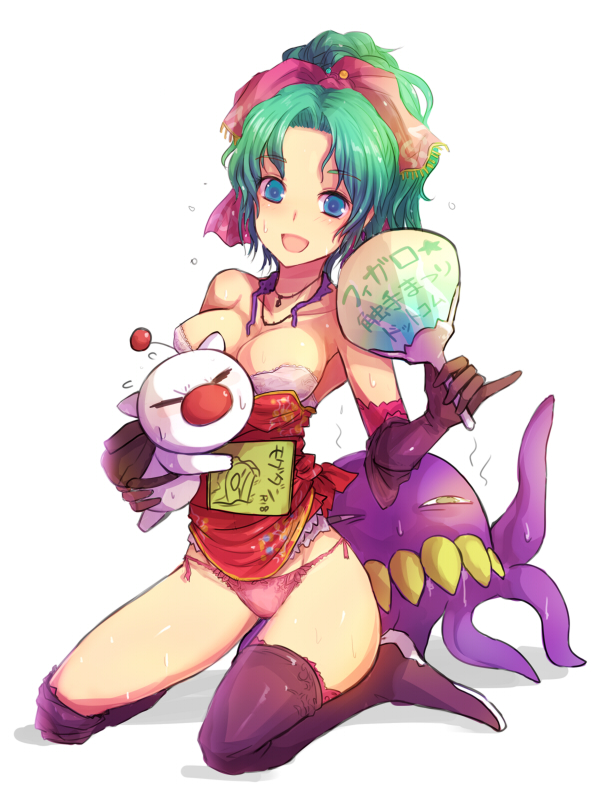 1990s_(style), 1girl, :d, bare_shoulders, blue_eyes, blush, breasts, cleavage