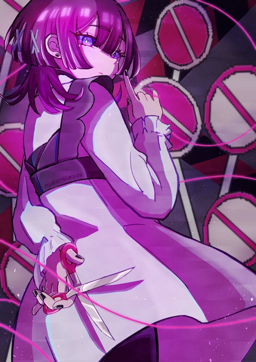 1girl, absurdres, ayaka_mitarashi, baka_janai_noni_(zutomayo), black_bustier, black_nails, black_shorts, bustier