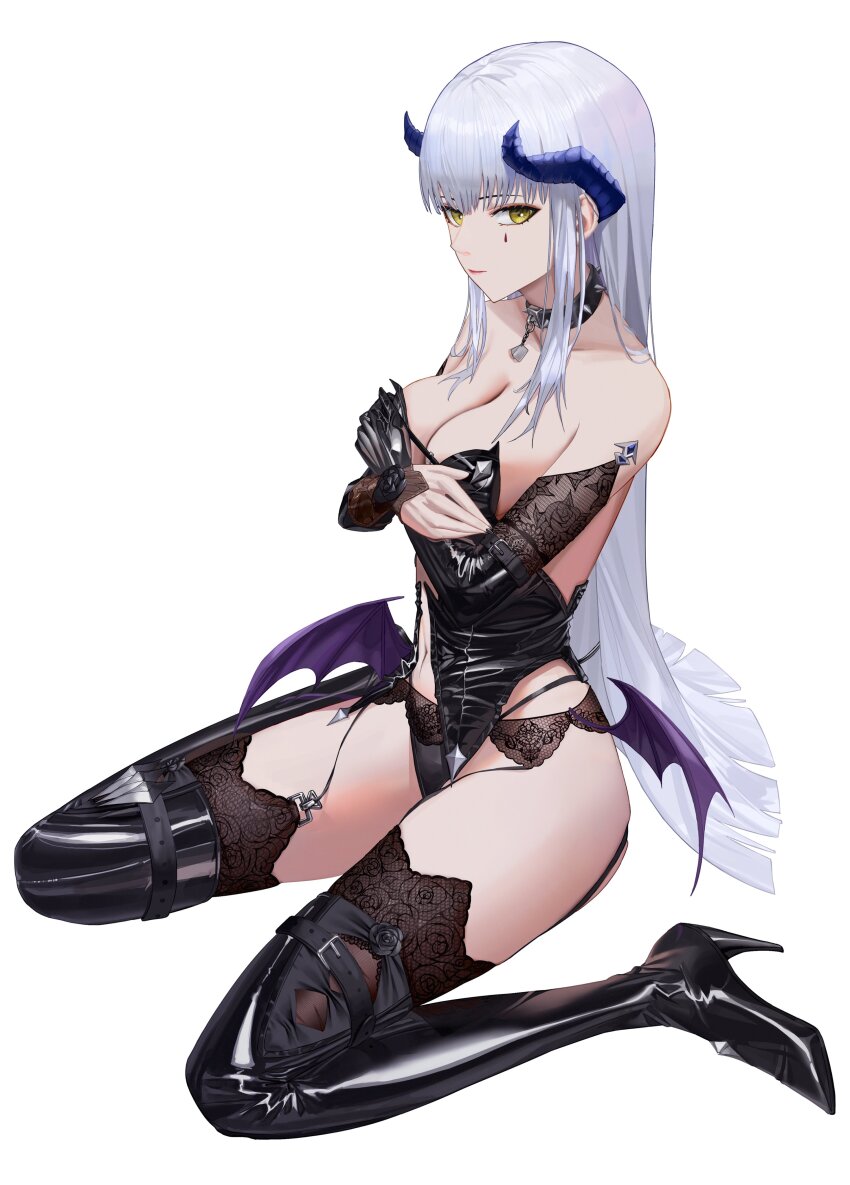1girl, absurdres, belka_(enchanting_imp)_(girls'_frontline_2), belka_(girls'_frontline_2), black_boots, black_panties, black_thighhighs, blue_horns