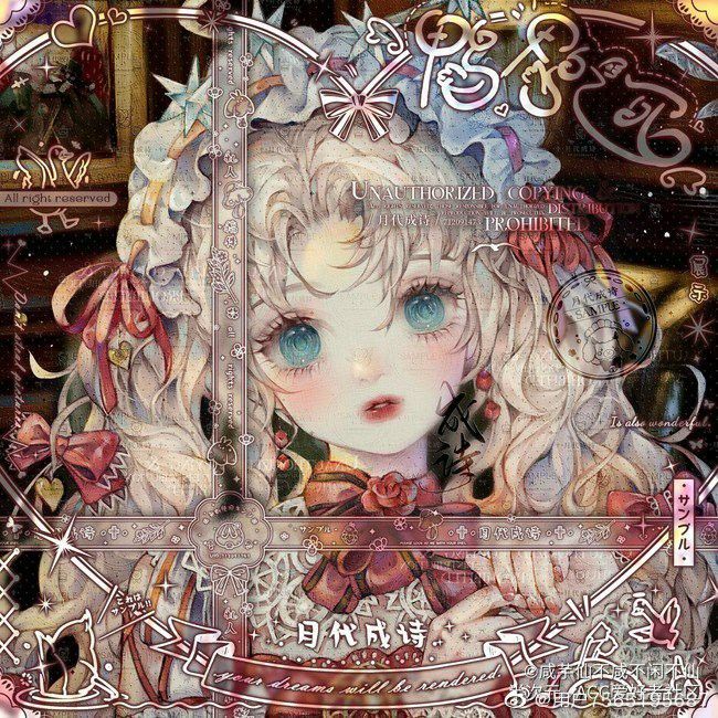 1girl, arm_ribbon, bcy_username, black_background, blonde_hair, blue_eyes, bow, bowtie