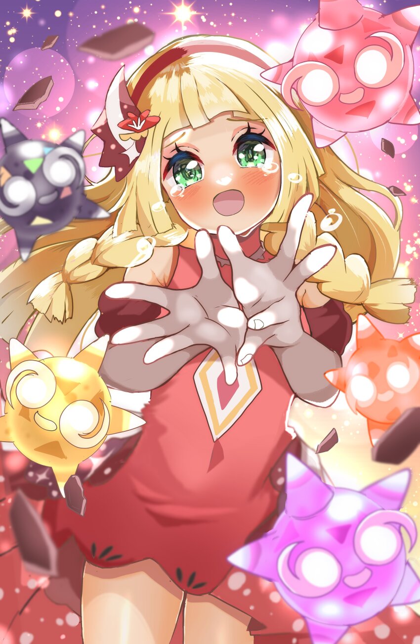 1girl, :d, absurdres, alternate_color, blonde_hair, blush, braid, carrot_summer