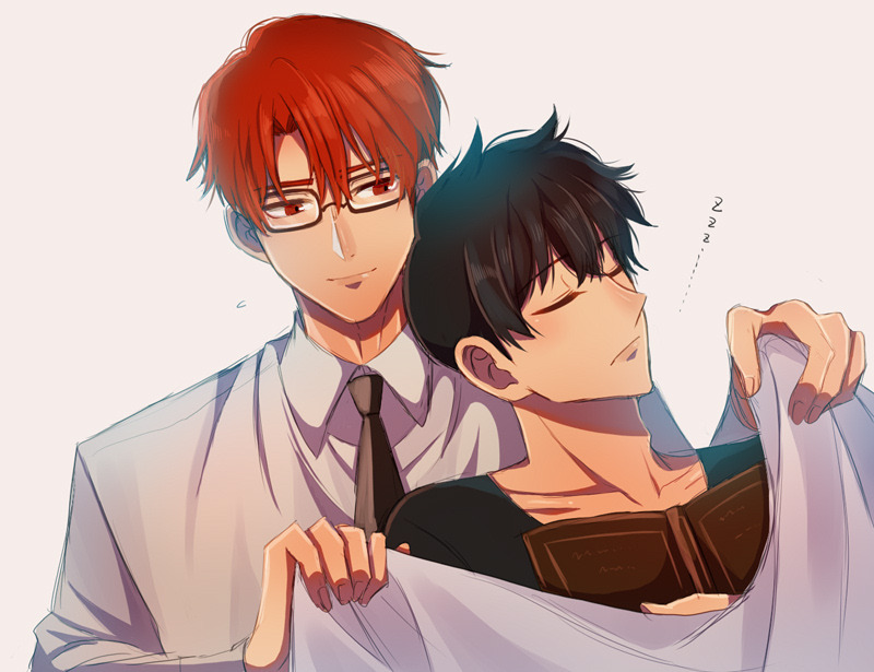 2boys, akina_(user_htkx7587), black_hair, bloom, book, choi_jong-in, closed_eyes, collarbone