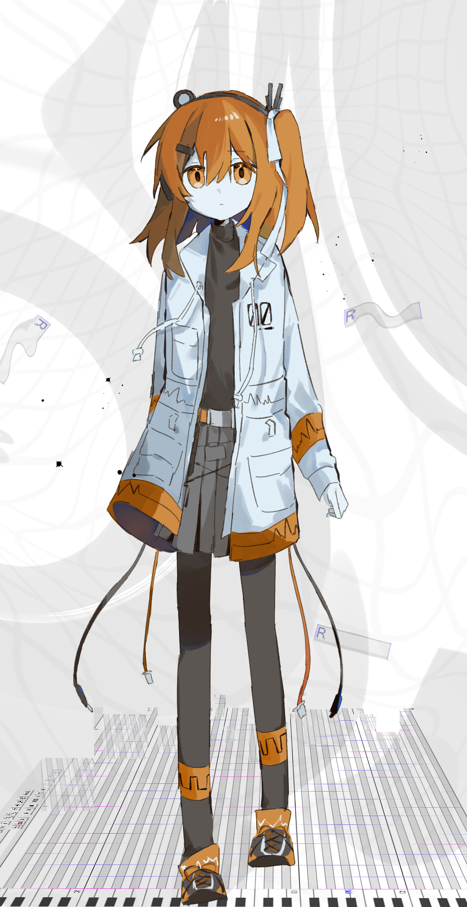 1girl, a.i._voice, adachi_rei, arm_at_side, arm_behind_back, belt, black_pantyhose, black_shirt