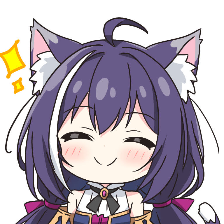 1girl, ^_^, ahoge, animal_ear_fluff, animal_ears, bare_shoulders, blush, cat_ears