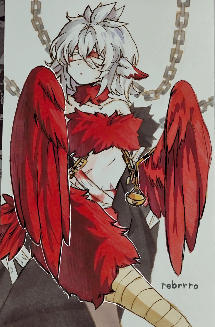 1girl, absurdres, artist_name, bandages, bandages_over_eyes, bandeau, black_coat, black_souls