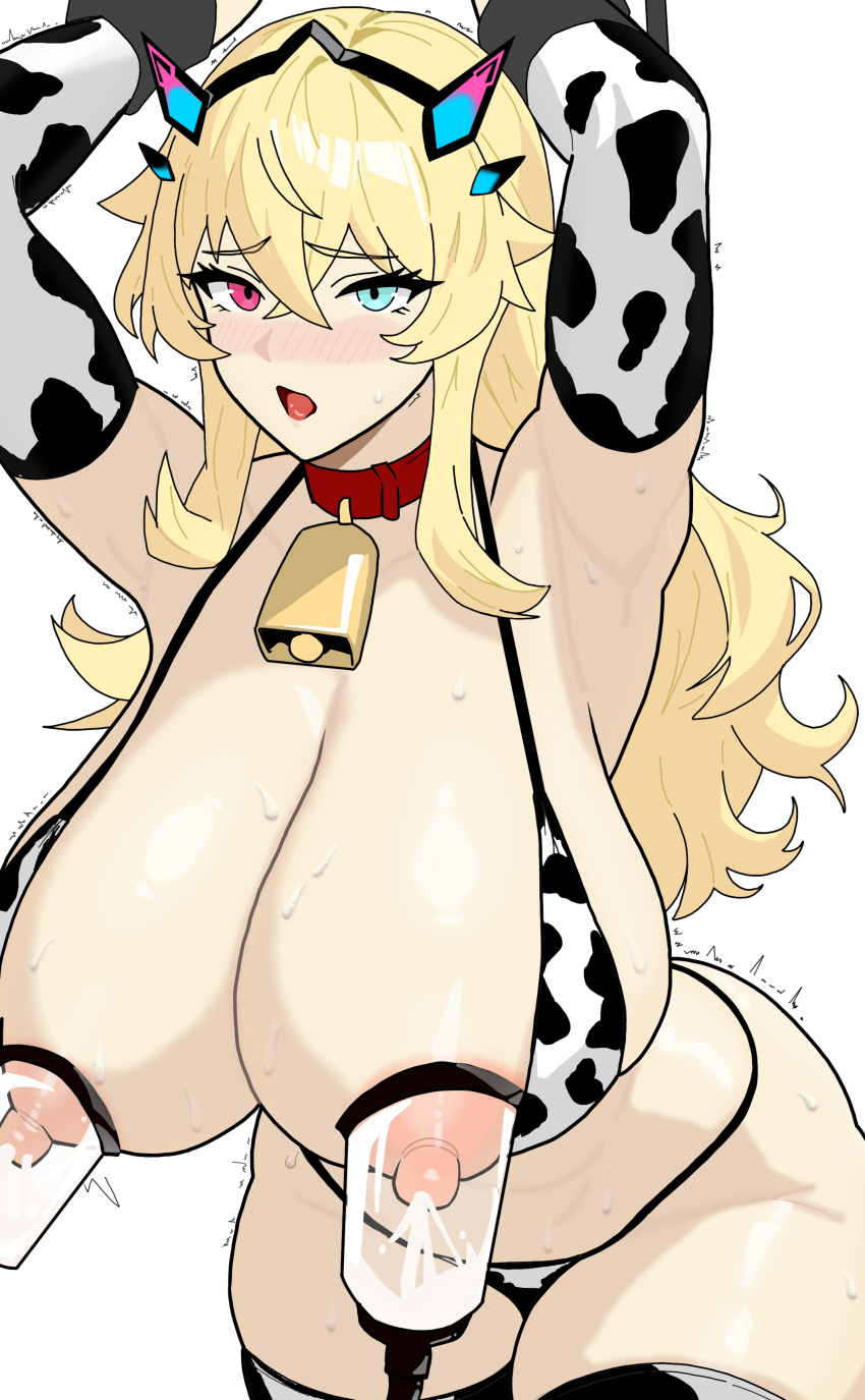 1girl, absurdres, animal_print, barghest_(fate), bikini, blonde_hair, blue_eyes, breasts