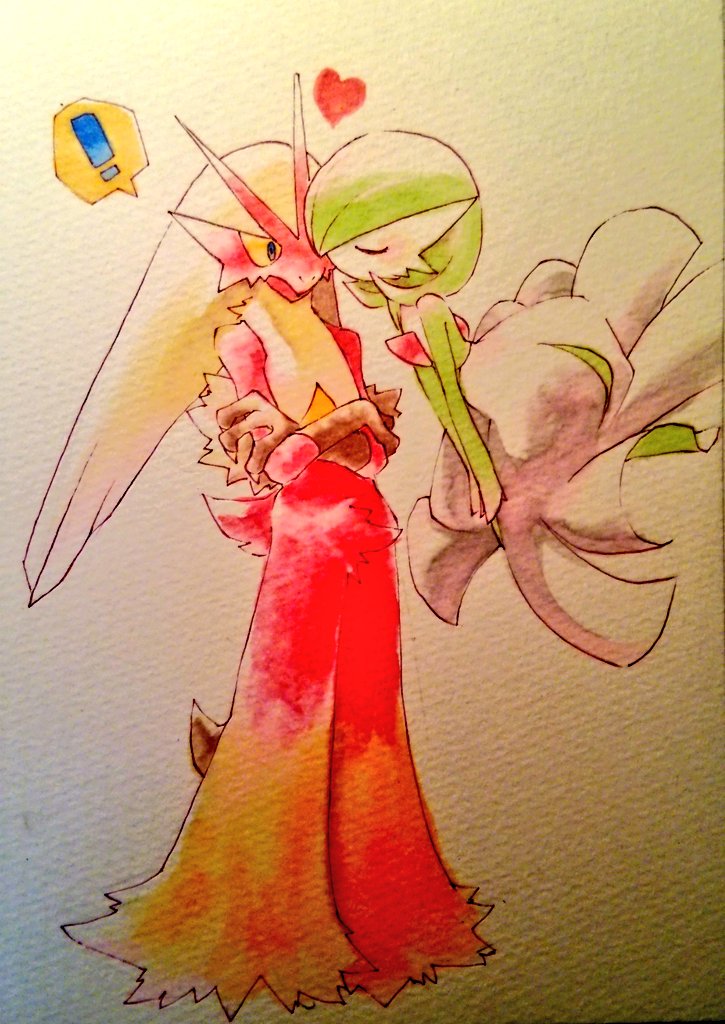 !, blaziken, bob_cut, claws, closed_eyes, colored_sclera, crossed_arms, dress