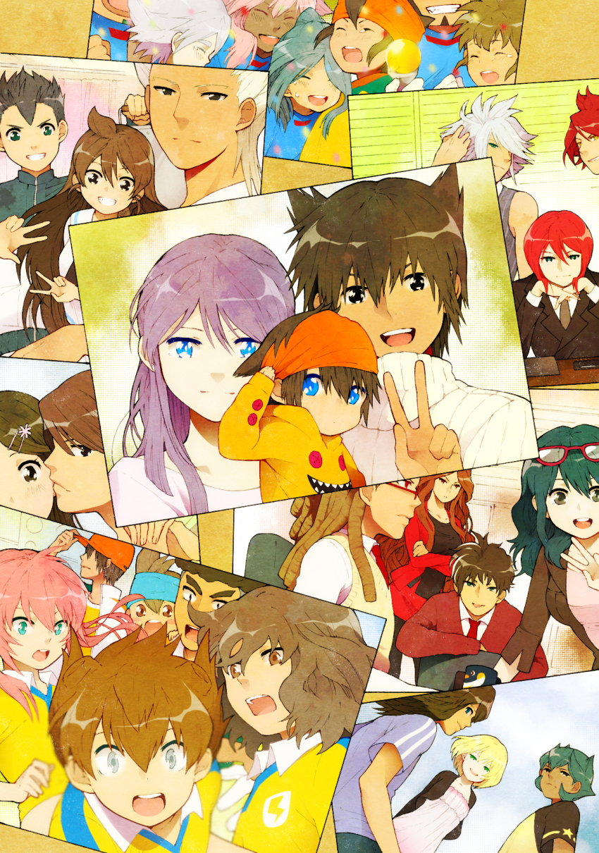 6+boys, 6+girls, baseball_cap, blonde_hair, blue_eyes, blue_hair, brown_eyes, brown_hair