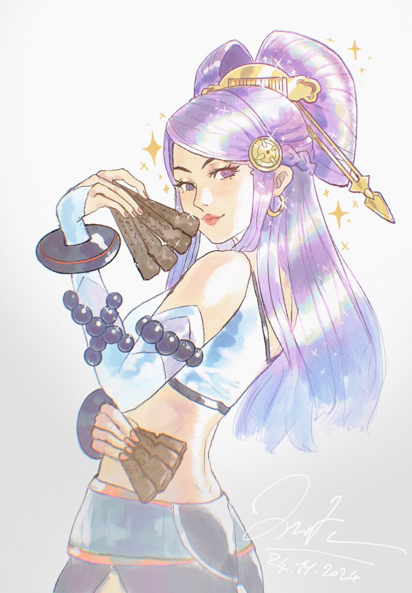 1girl, back, big_hair, closed_mouth, comb, commentary, dated, eyelashes