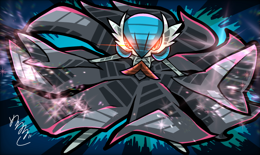 alternate_color, black_dress, black_gloves, blue_hair, bob_cut, colored_skin, dress, elbow_gloves