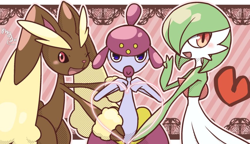 3girls, animal_ears, blue_eyes, bob_cut, brown_fur, colored_skin, dress, furry