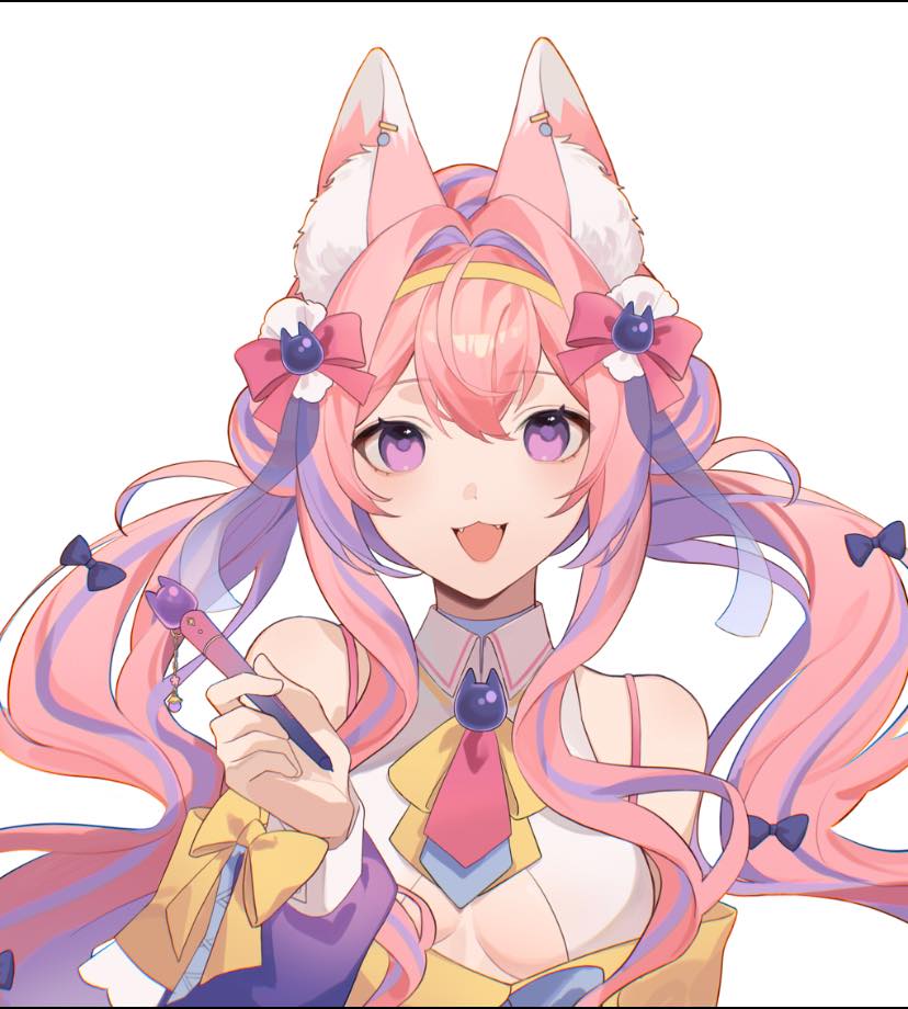 1girl, animal_ears, bow, bowtie, breasts, cleavage, fox_ears, fox_girl