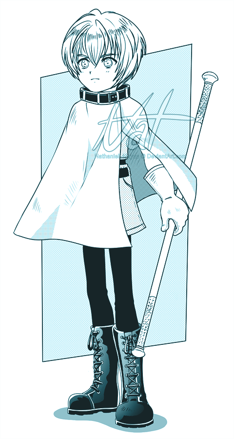 +anima, 1boy, boots, closed_mouth, full_body, gloves, hair_between_eyes, holding