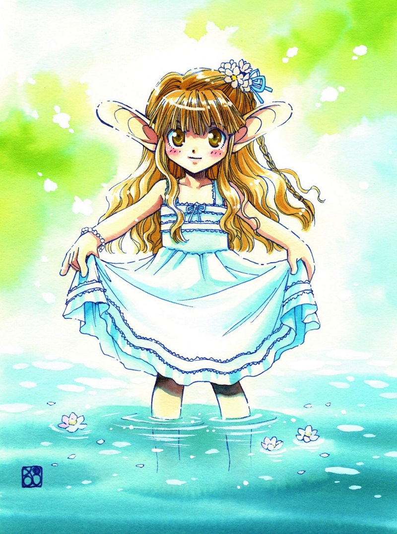 +anima, 1girl, animal_ears, bat_ears, bat_girl, bead_bracelet, beads, bracelet