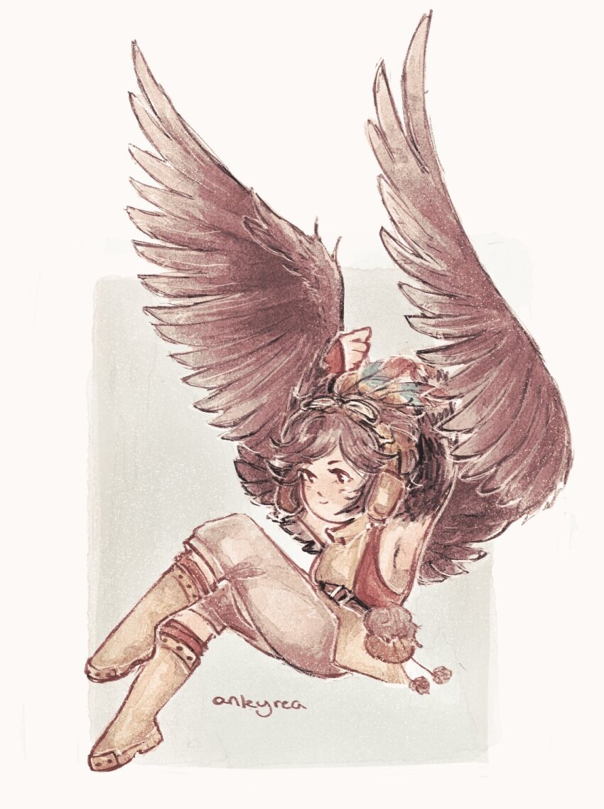 +anima, 1boy, bag, belt, bird_boy, bird_wings, black_hair, black_wings