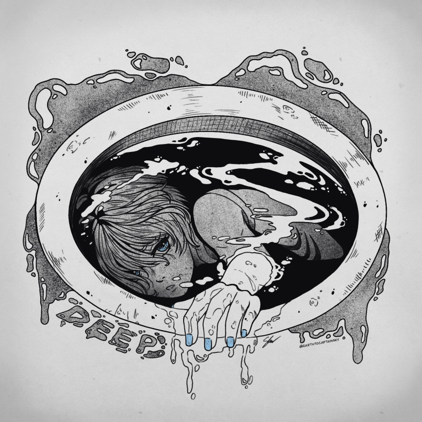 +anima, 1boy, air_bubble, blue_eyes, blue_nails, bubble, commentary, earthtocaptainsky