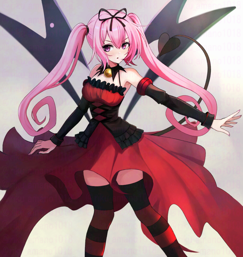 1girl, armpits, azur_lane, black_dress, black_ribbon, black_sleeves, black_thighhighs, commentary