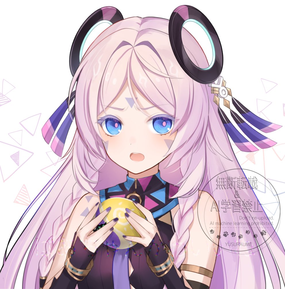 1girl, armlet, bare_shoulders, blue_eyes, braid, citlali_(genshin_impact), colored_eyelashes, commentary_request