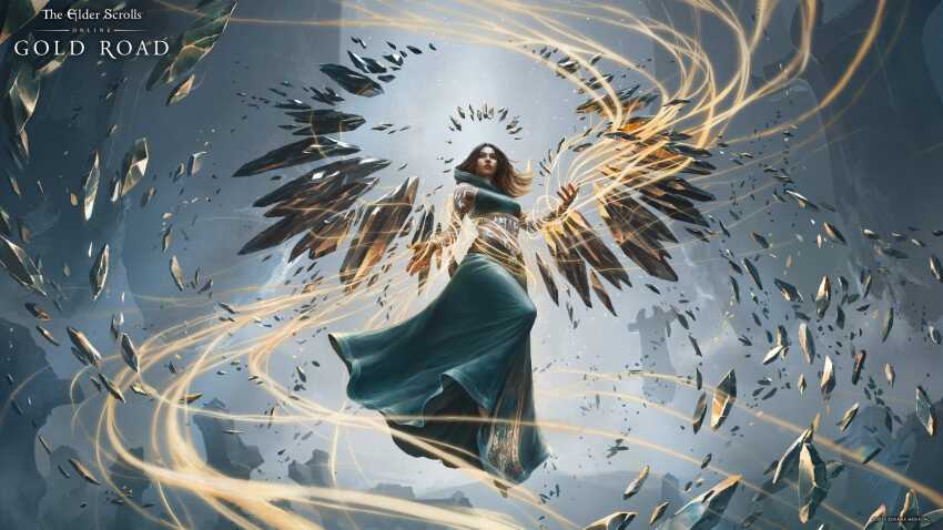 1girl, absurdres, blue_hood, blue_shirt, blue_skirt, brown_hair, copyright_name, crop_top