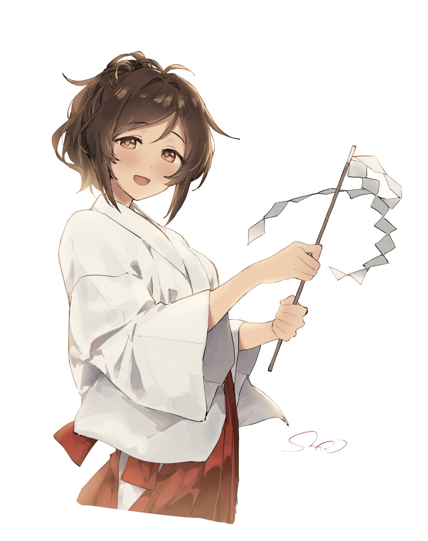 1girl, absurdres, blush, brown_hair, commentary_request, cropped_legs, dared, domyoji_karin