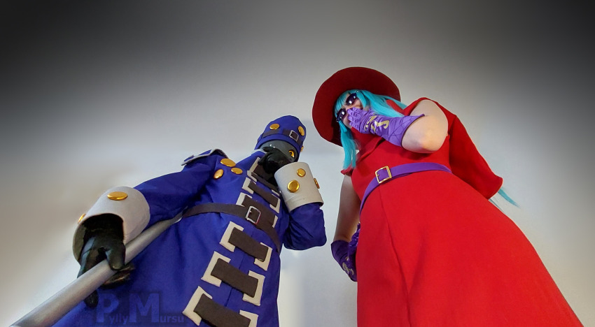 archnemon, archnemon_(cosplay), belt, blue_hair, cosplay, digimon, digimon_(creature), glasses