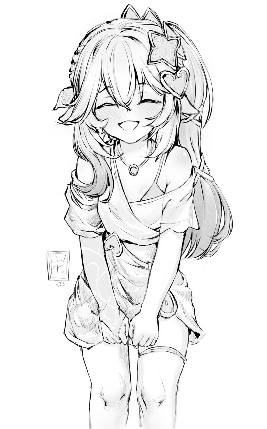 1girl, alternate_costume, bare_shoulders, detached_sleeves, genshin_impact, hair_ornament, highres, jewelry