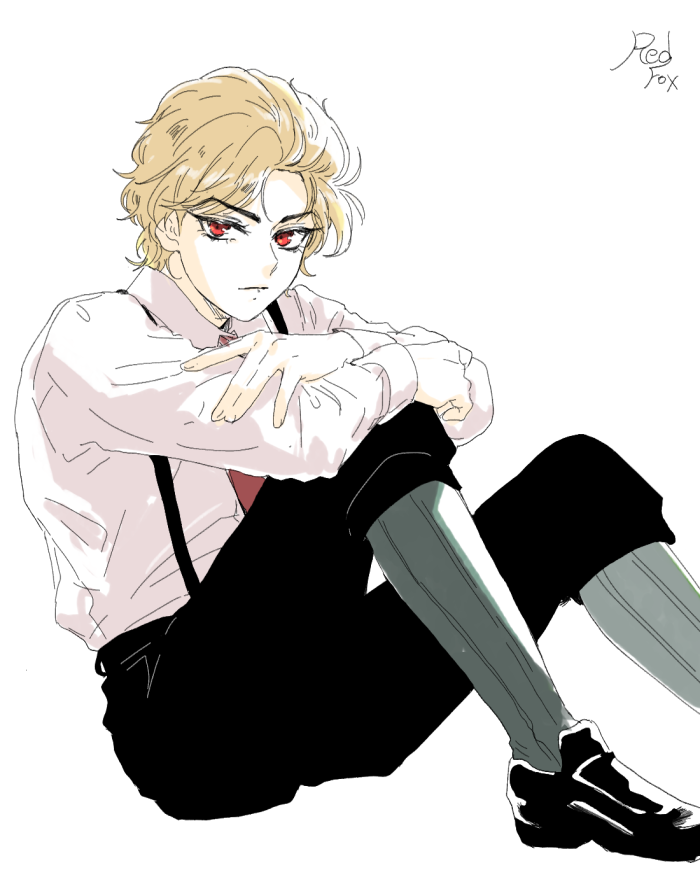 1boy, aged_down, bishounen, blonde_hair, dio_brando, full_body, jojo_no_kimyou_na_bouken, long_hair