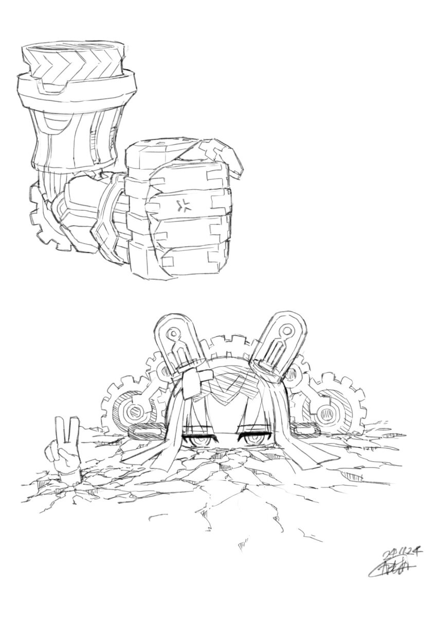 1girl, anger_vein, bandaid, crack, cracked_floor, crossed_bandaids, daedalus_(fate), expressionless