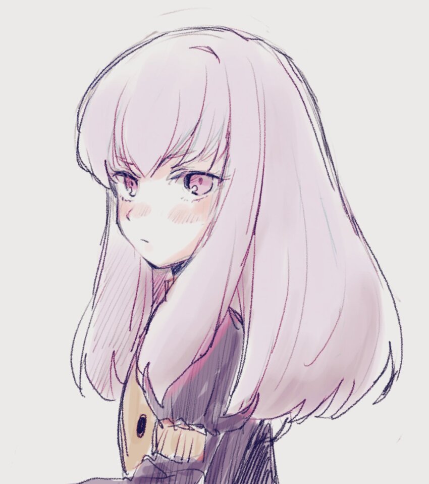 1girl, :/, blush, buttons, closed_mouth, commentary, fire_emblem, fire_emblem:_three_houses