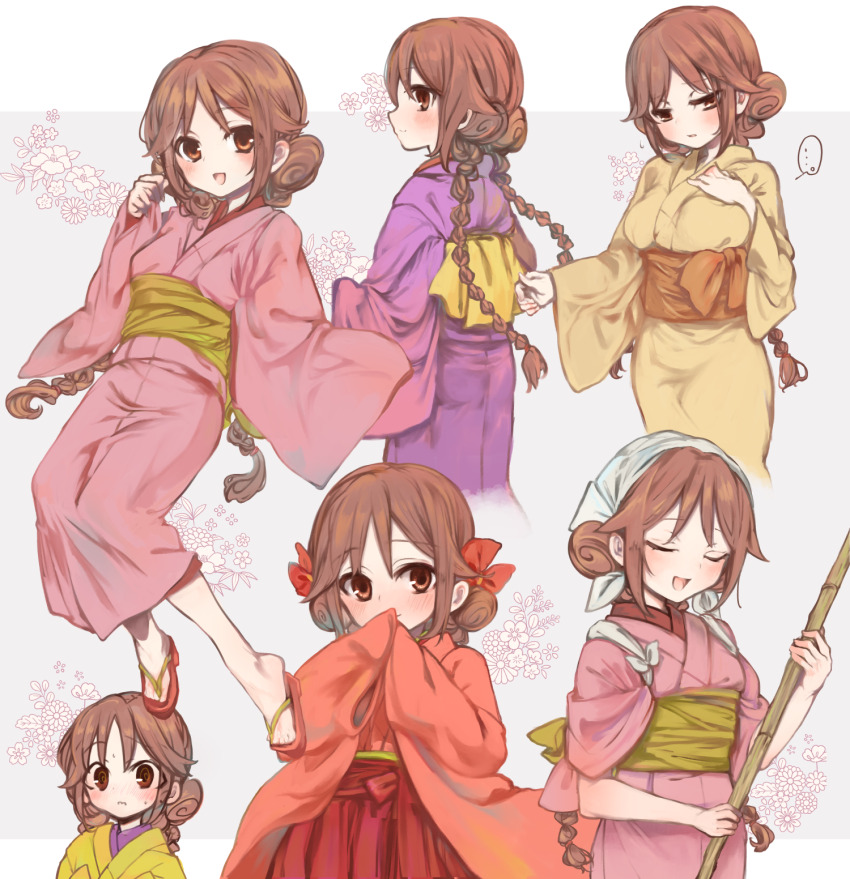 ..., 1girl, 3:, blush, braid, breast_suppress, breasts, brown_eyes