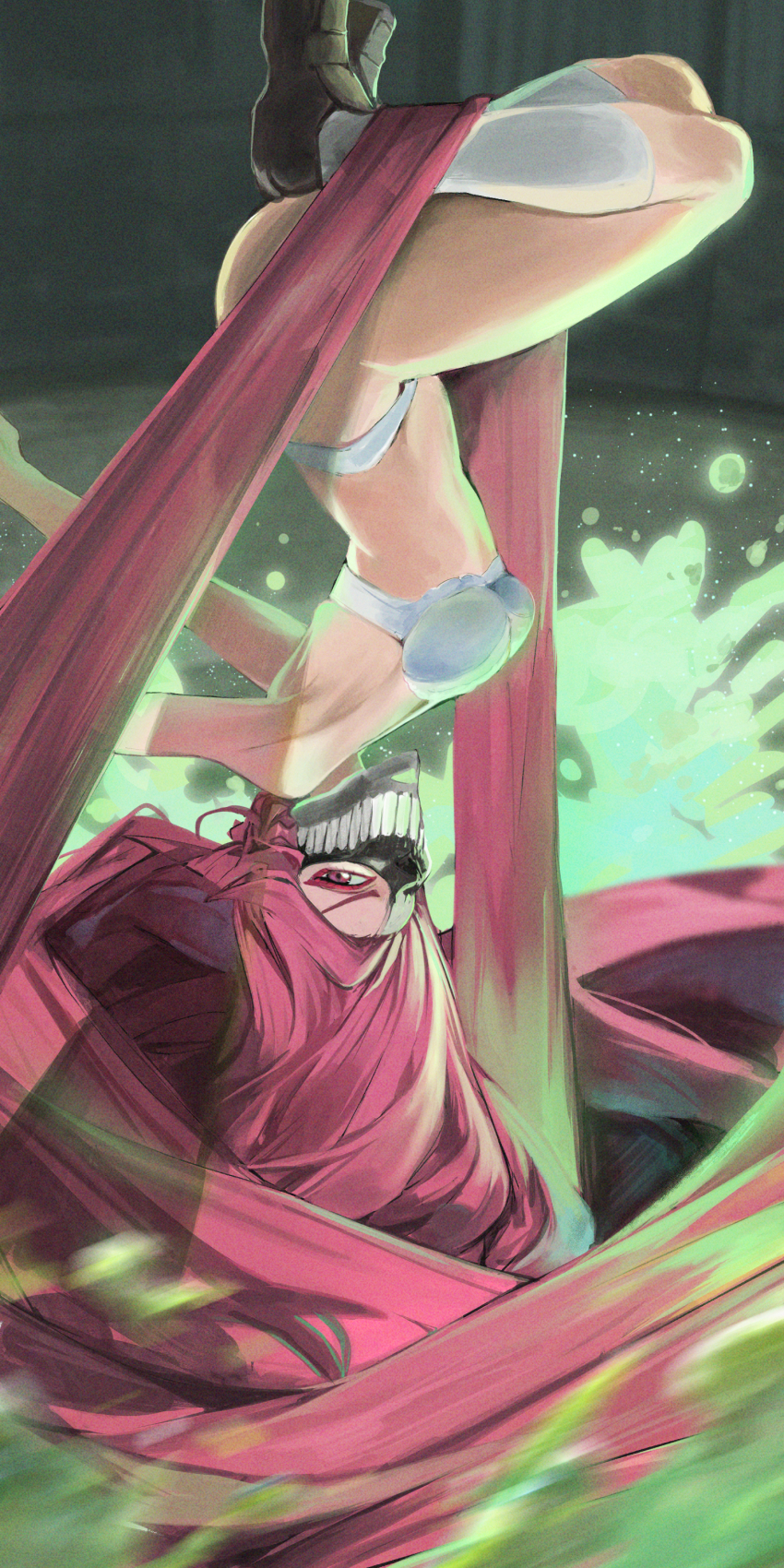 1girl, absurdly_long_hair, absurdres, acrobatic_silky_(dandadan), black_footwear, bra, dandadan, full_body