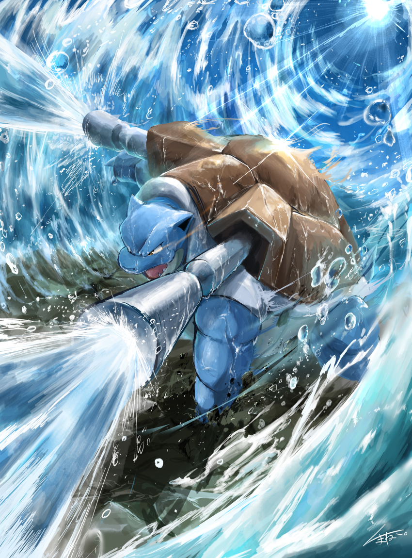 blastoise, ekaki_panda, full_body, gen_1_pokemon, highres, nintendo, no_humans, pokemon