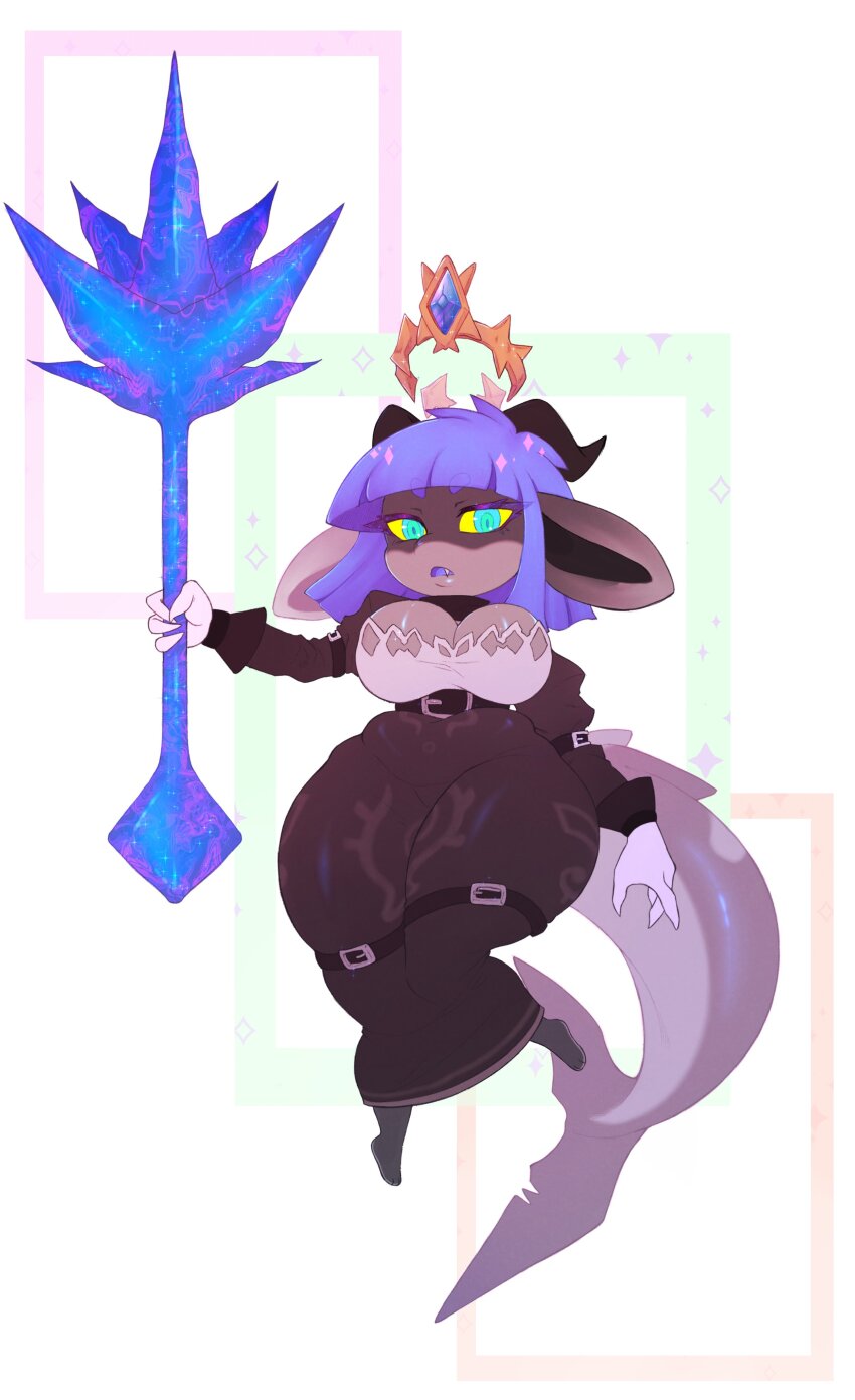 1girl, absurdres, atlyss, barefoot, belt, black_belt, black_dress, black_horns