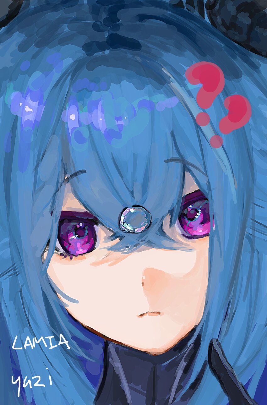 ?, ??, absurdres, blue_hair, character_name, crossed_bangs, hair_between_eyes, hair_intakes