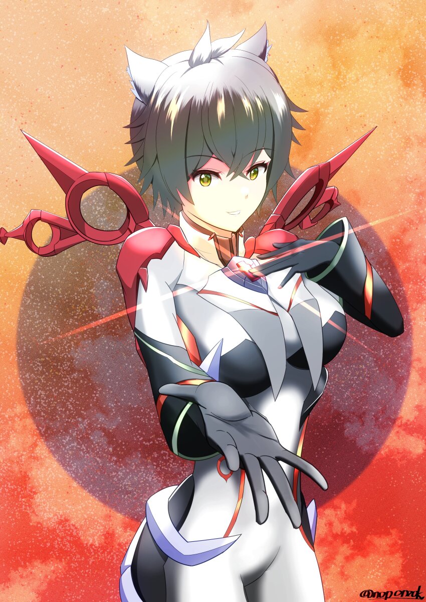 1girl, absurdres, alpha_(xenoblade), alternate_costume, bodysuit, breasts, cat_girl, chest_jewel