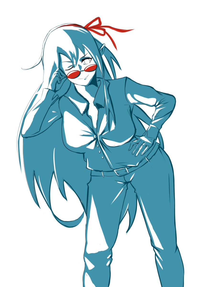 1girl, alternate_costume, arisa_(shadowverse), belt, belt_buckle, blonde_hair, breasts, buckle