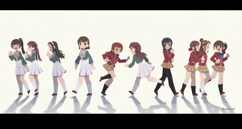 6+girls, :o, absurdres, amakusa_hikaru, black_hair, black_pantyhose, black_socks, blazer