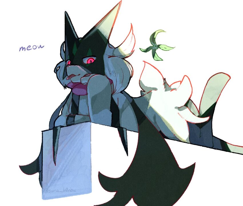 body_fur, furry, glowing, glowing_eyes, green_fur, leaf, looking_at_viewer, lying