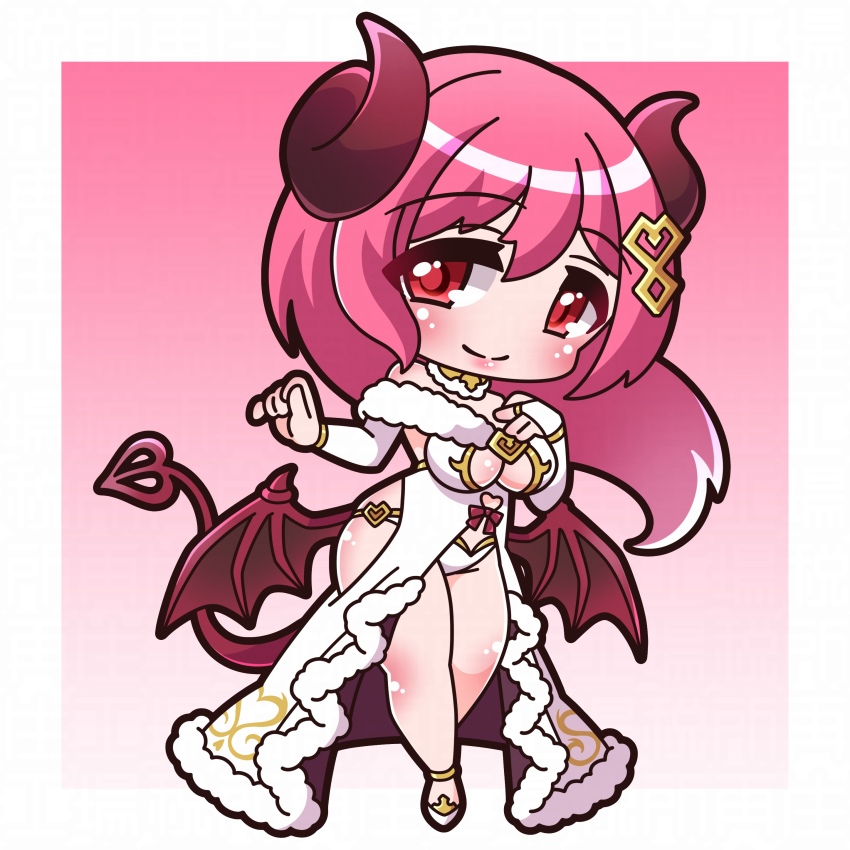 1girl, absurdres, bare_shoulders, blush, breasts, bridal_gauntlets, brown_wings, chibi