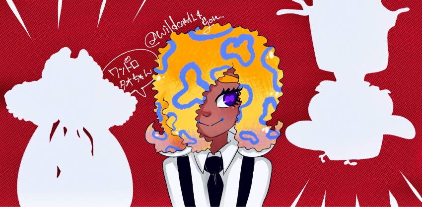 3girls, black_necktie, collared_shirt, commentary_request, dark-skinned_female, dark_skin, eyelashes, hair_over_one_eye