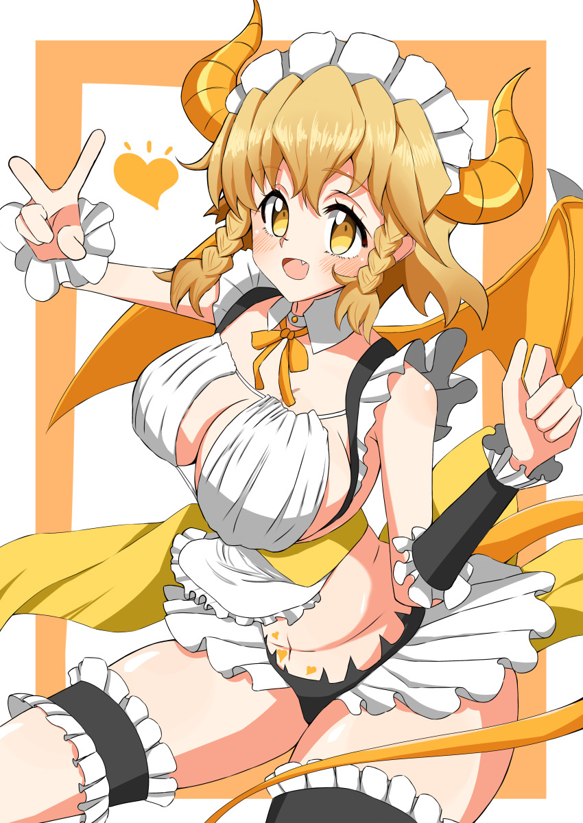 1girl, 9ma_(9matohibari), absurdres, alternate_breast_size, apron, bikini, blush, braid