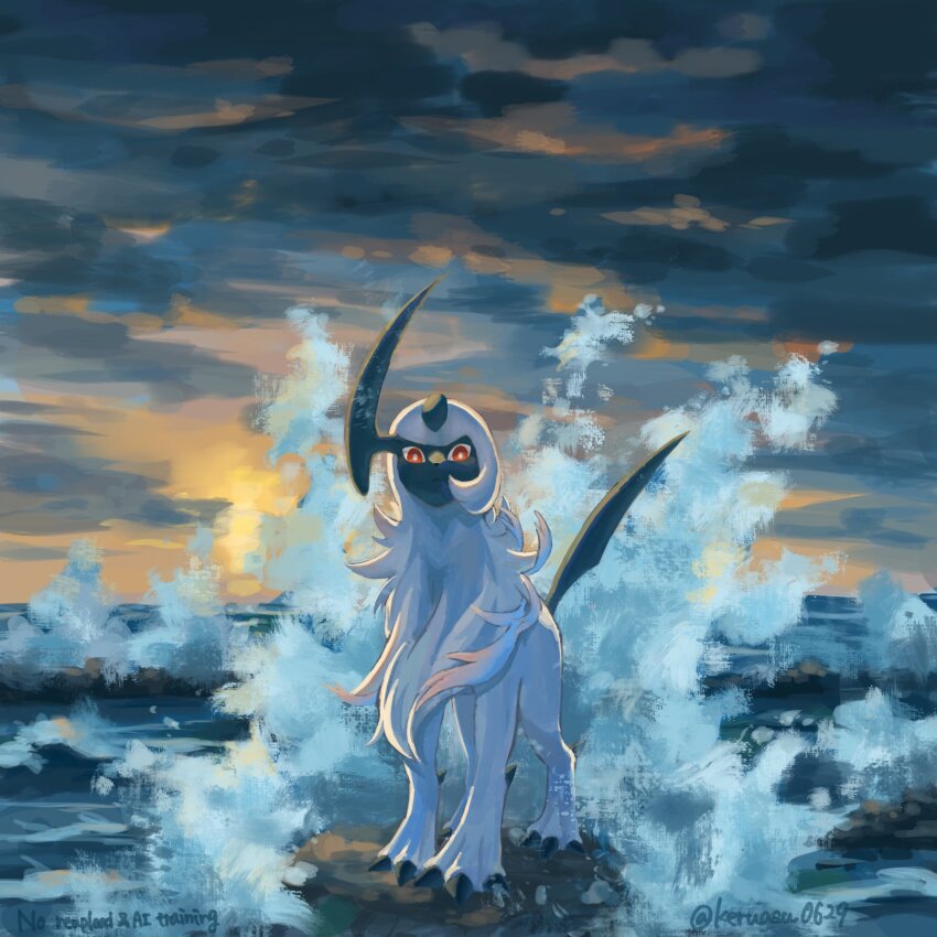 absol, animal_focus, bright_pupils, claws, forehead_jewel, gen_3_pokemon, highres, horns