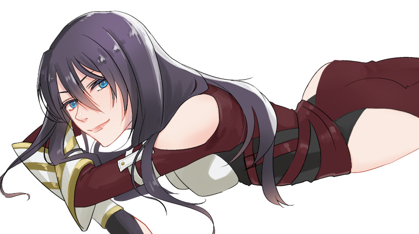 1girl, amane_towa, armor, arthur_pencilgon_(shangri-la_frontier), bare_shoulders, belt, blue_eyes, breasts