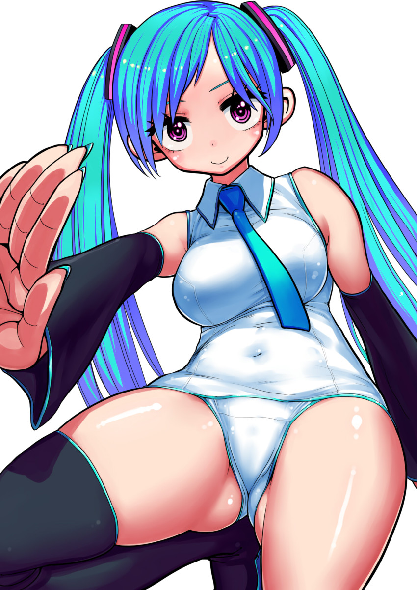 1girl, aqua_hair, casual_one-piece_swimsuit, detached_sleeves, female_focus, hatsune_miku, highres, jouyama_yui