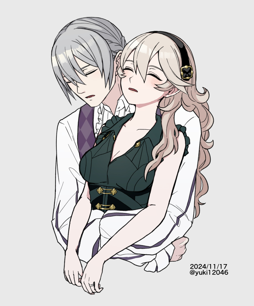 1boy, 1girl, absurdres, aristocratic_clothes, breasts, butler, female_corrin_(fire_emblem), couple