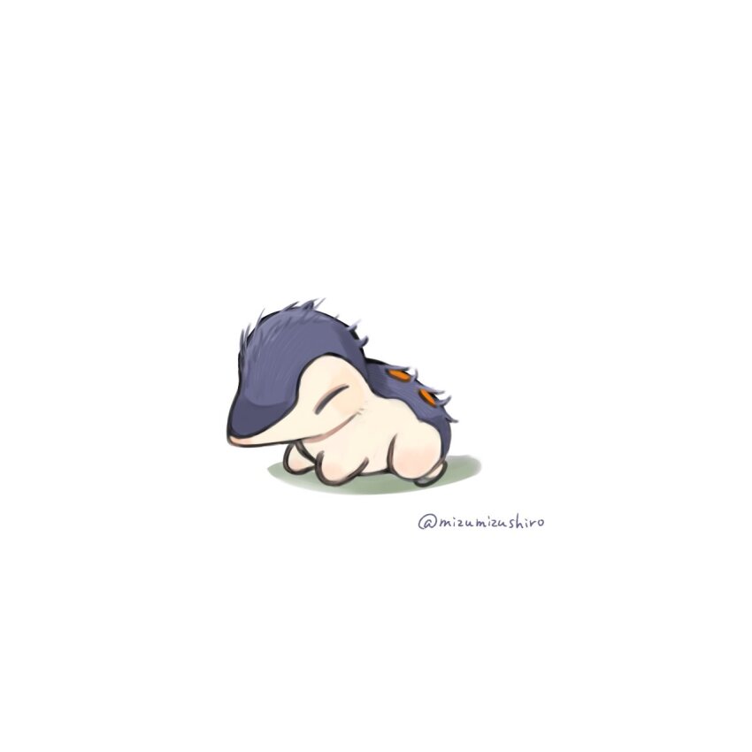 closed_eyes, cyndaquil, full_body, gen_2_pokemon, highres, messy_hair, mizu_shiro, nintendo