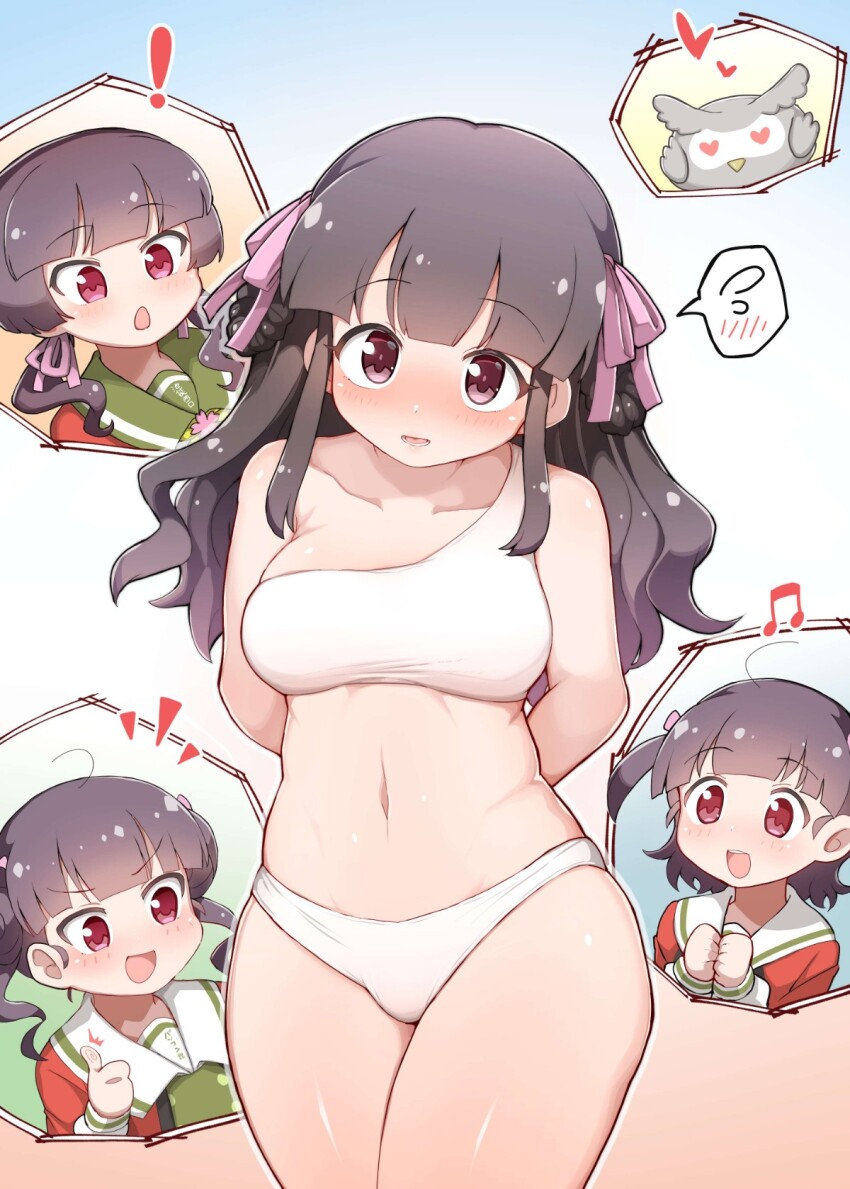 4girls, bikini, black_hair, camekan-tan, highres, honten-tan, ikenishi-tan, multiple_girls